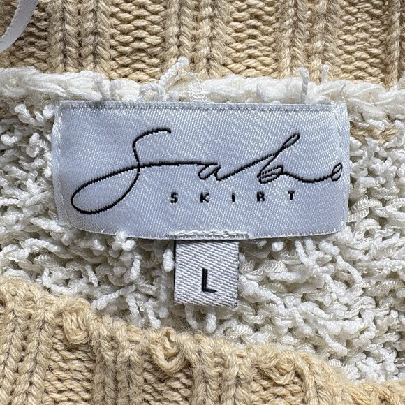 SABO SKIRT Women Dress Long Balloon Sleeves High Waist Knit Sz L Ivory 6-29 - Picture 8 of 16